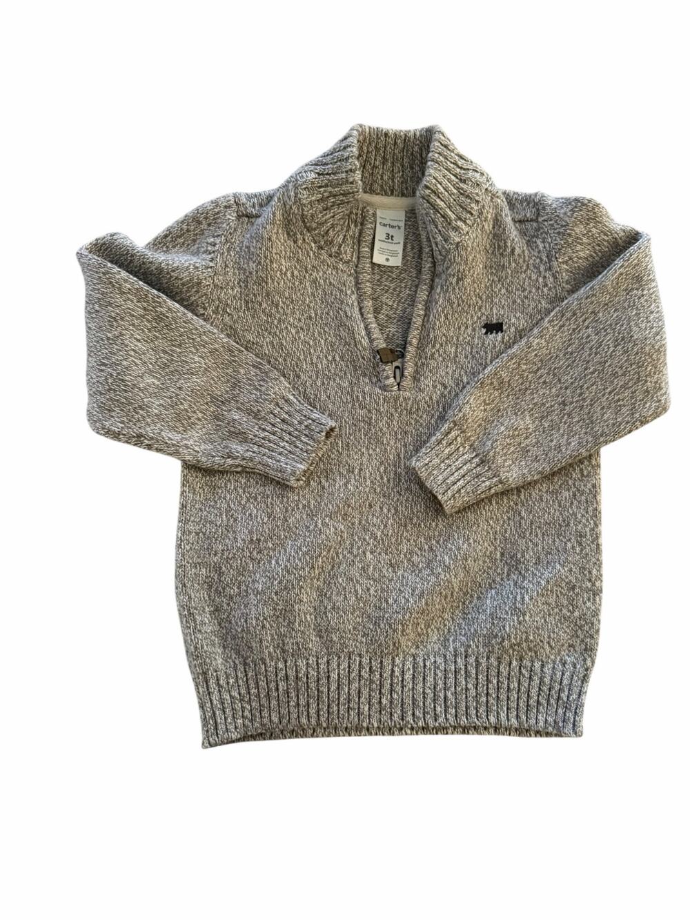 Carter’s Boys Gray Marled Quarter Zip Sweater Size 3T